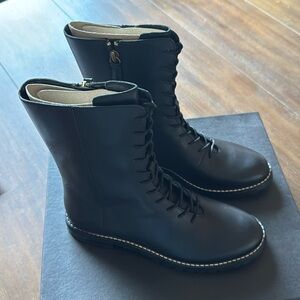 New in box Sz 8.5 J. Crew Gwen lug-sole leather lace-up tall shaft combat boots